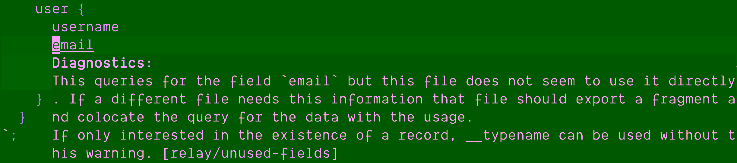 Relay ESLint unused field warning